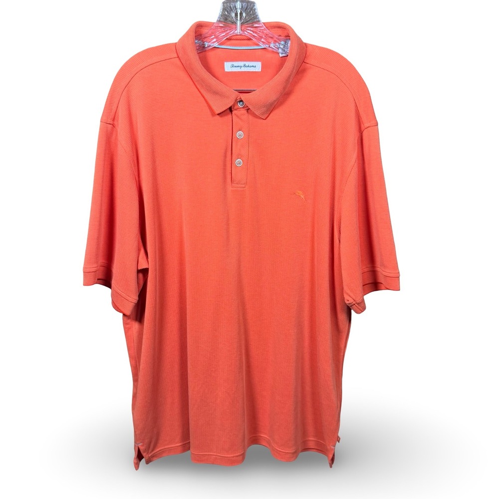 Tommy Bahama Mens 2XL Polo Short Sleeve Orange Golf Shirt Top Embroidered Logo